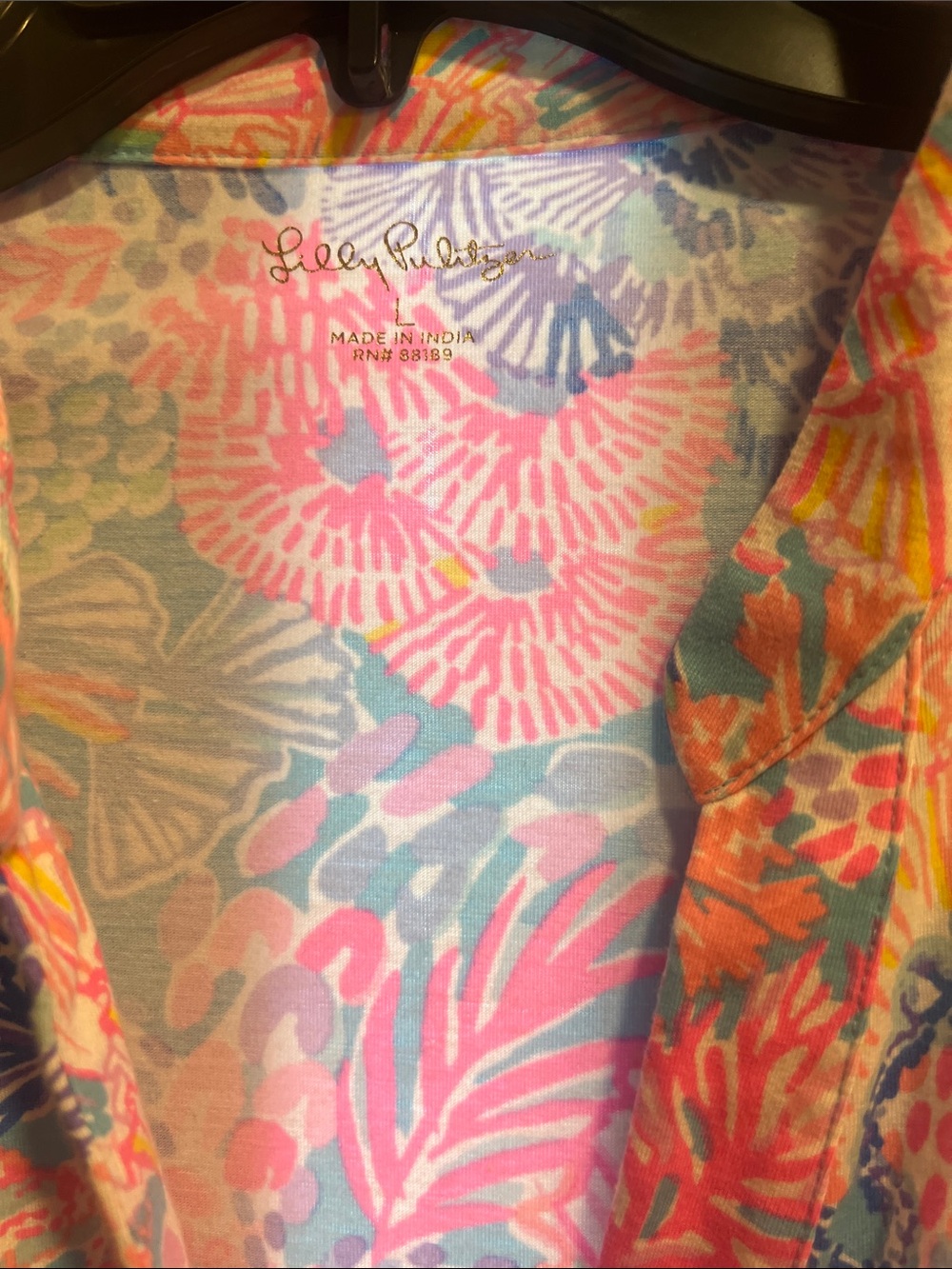 Lilly Pulitzer Floral V-Neck Peplum Blouse in Pink & Teal - Picture 2 of 5